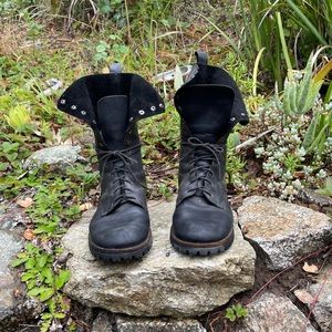 Black Leather Combat Boots